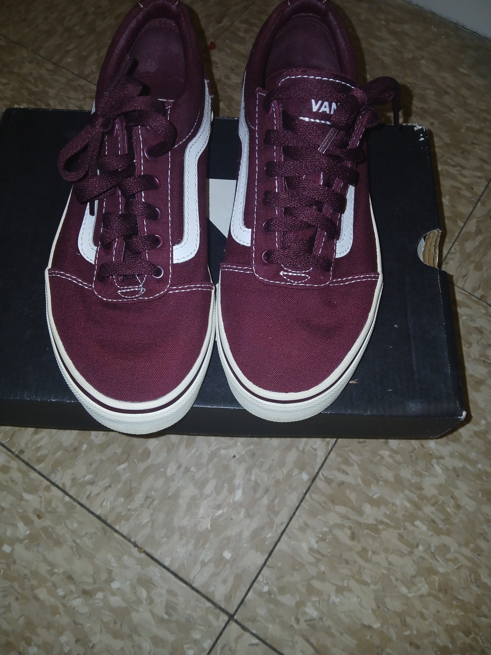 Vans Burgundy Canvas Old Skool with White Stripe